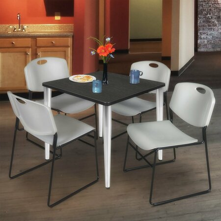 REGENCY Kahlo Square Table & Chair Sets, 36 W, 36 L, 29 H, Wood, Metal, Polypropylene Top, Ash Grey TPL3636AGCM44GY